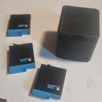 gopro hero 5 6 7 8 - 3 batterie e caricabatterie 