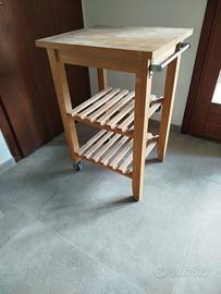 Carrello da cucina in legno massiccio con ruote – 