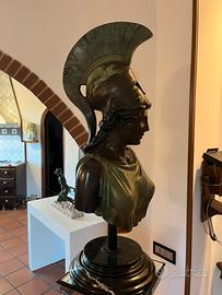 Alto 1 metro Busto atena fusione in bronzo