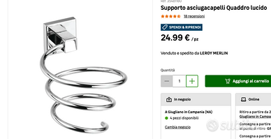 Supporto asciugacapelli Quaddro lucido