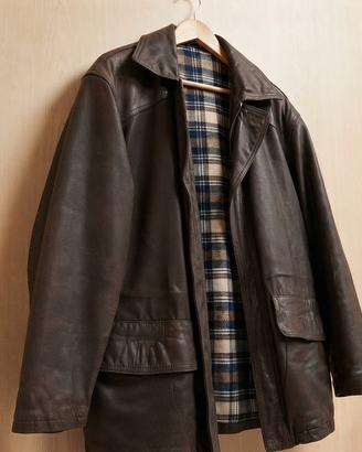 Giacca pelle marrone vintage tg. 50 Made in Italy