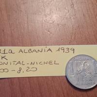 Moneta da 1 Lek dell'Albania, 1939. KM#31.a