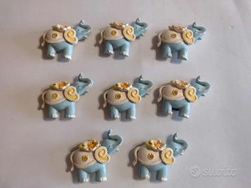 🐘 8 Elefantini Portafortuna in Resina Ceramica –