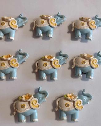 🐘 8 Elefantini Portafortuna in Resina Ceramica –
