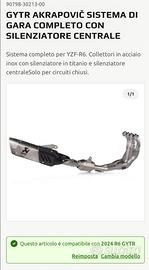 GYTR Akrapovic Sistema di gara completo con silenz