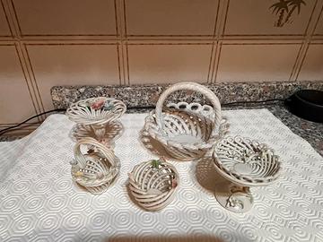 Lotto di cestini in porcellana di capodimonte