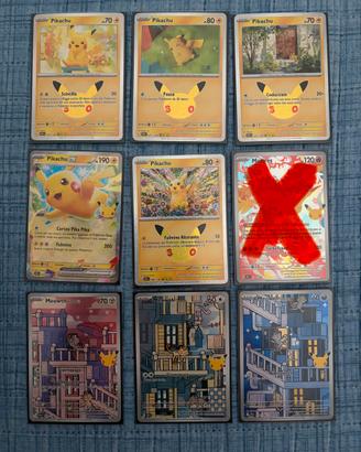 Tris meowth + 5 Pikachu