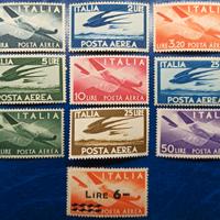 ITALIA 1946/47 Democratica, posta aerea + sovrasta