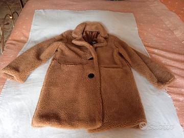 Cappotto bottoni cammello pelliccia sintetica donn