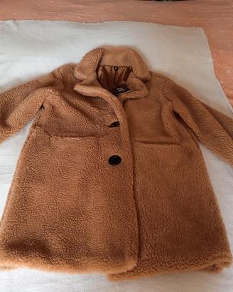 Cappotto bottoni cammello pelliccia sintetica donn