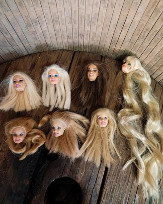 lotto testine teste bambola Barbie doll 