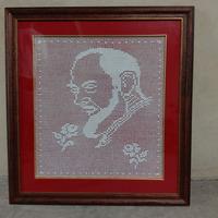 Quadro con Padre Pio uncinetto