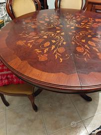 tavolo in noce con n. 06 poltroncine velluto