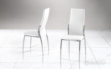 Sedie 6 similpelle bianca cromate