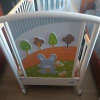 culla pali con cassettone e materasso ortopedico 