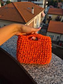 Mini bag borsetta fatta a mano color corallo