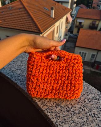 Mini bag borsetta fatta a mano color corallo