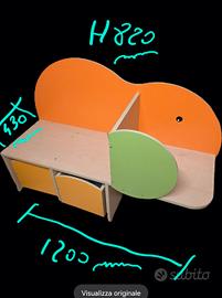 Libreria bambini con cassetti