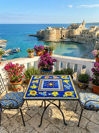 TAVOLO IN PIETRA LAVICA MIS. 100X100 CM. IN ITALIA