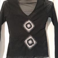 Maglia trasparente donna inserti lana
