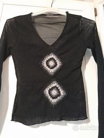 Maglia trasparente donna inserti lana
