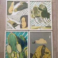 Dino Buzzati “vecchia auto” 4 serigrafie firmate