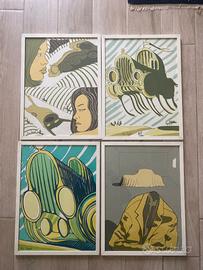 Dino Buzzati “vecchia auto” 4 serigrafie firmate