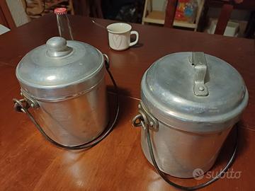 2 barattoli allumiio vintage porta zucchero latt