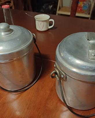 2 barattoli allumiio vintage porta zucchero latt