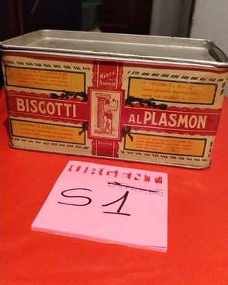 Scatola In Latta Biscotti Al Plasmon Anni 60’ Vuot