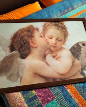 Cornice legno + stampa Bouguereau "Il primo bacio"