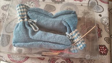 babbucce in lana unisex colore celeste NUOVE