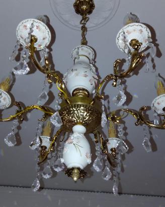 Lampadario e 2 Abat-jour in Porcellana di Capodimo