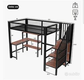 Letto a soppalco con gradini