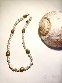 Collana estiva conchiglie e perle bianche