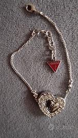 Guess Bracciale Acciaio con Cuore e Cristalli