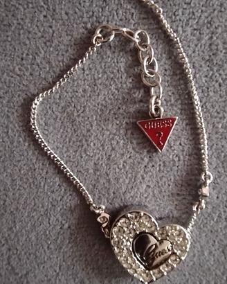 Guess Bracciale Acciaio con Cuore e Cristalli
