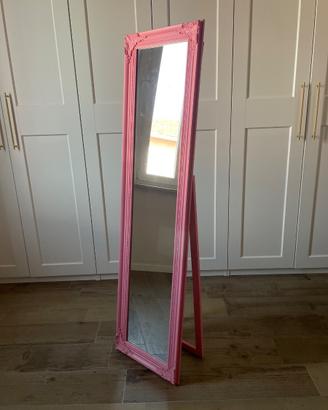 Specchio da terra free standing barocco rosa
