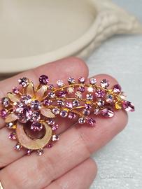 Rara Spilla Vintage  EP Cristalli Rosa anni 50/60