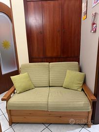 Divano letto a due posti in legno massellelo