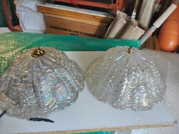 Coppia Plafoniera in vetro riflessi madreperla