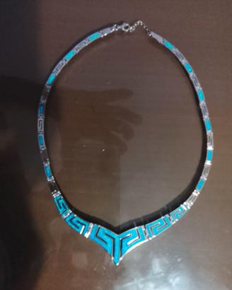 Collana in argento 925 e opale blu