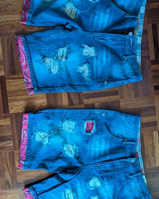 2 pantaloncini jeans uomo strappati nuovi 