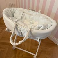 Culla cesta vimini neonato celeste nanan supporto