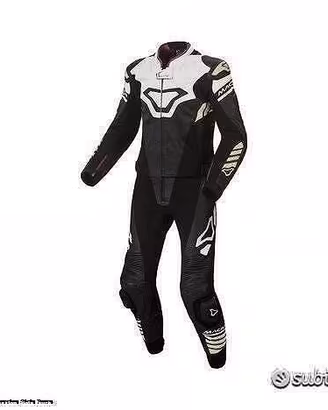 MACNA Tuta Moto Pelle Uomo TRACKTIX 2 pezzi Bianca