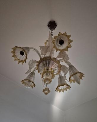 Lampadario in vetro art decò