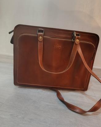 borsa da lavoro vintage cuoio zippo