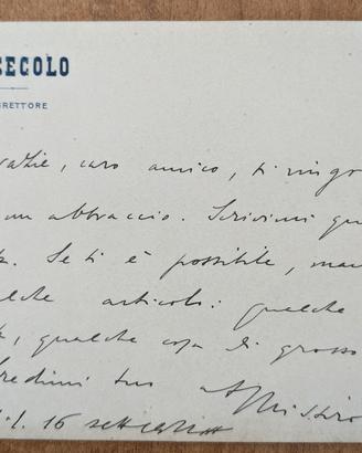 Mario Missiroli lettera autografa firmata – Il Sec