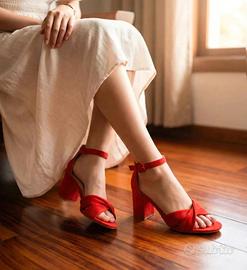 Sandali Donna Obsel Rossi Tacco a Blocco - 37