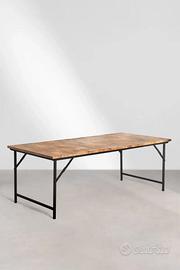 Tavolo da pranzo pieghevole in legno e ferro 2x1 m
